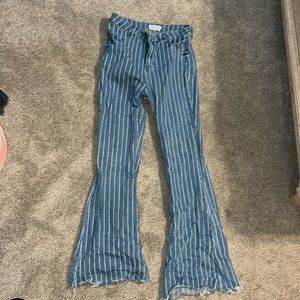 Pin stripe flare jeans